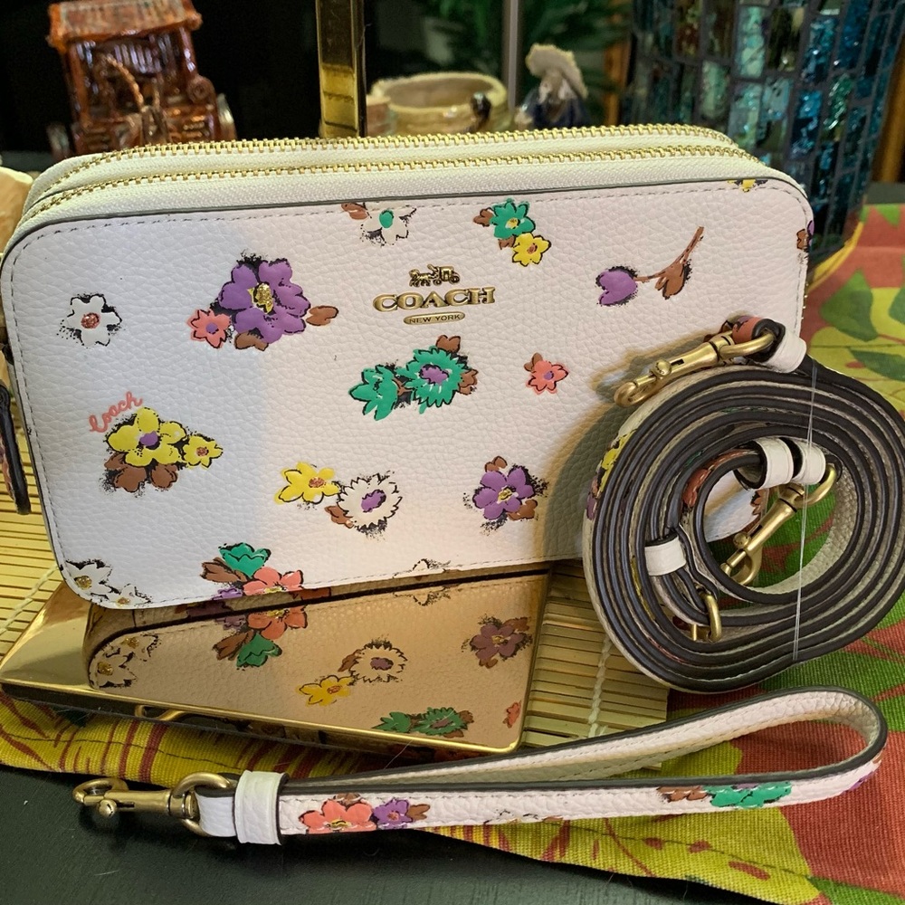 COACH Floral Kira Print Crossbody Wristlet